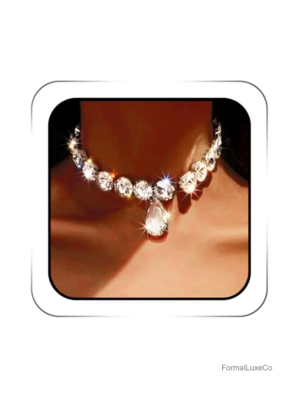 Chunky Rhinestone Choker Necklace Sparkly Crystal Wedding Prom Jewelry